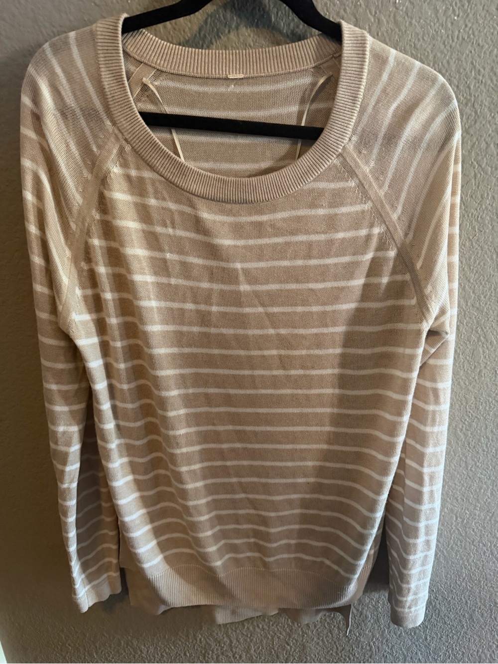 Lululemon Post Savasana Pullover Striped Boolux Sweater Beige White Size L
